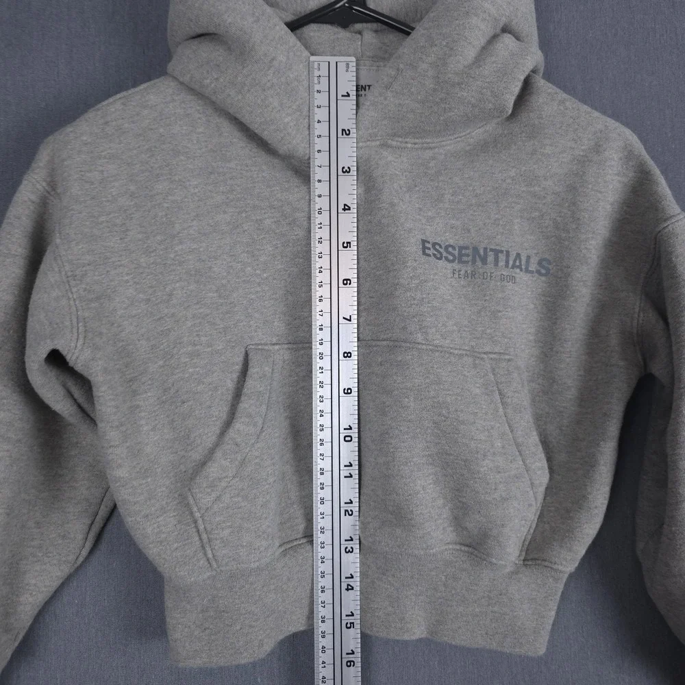 Fear of God Essentials Kids Hoodie Heather Gray Fleece Size XS 4/5 FOG Pullover